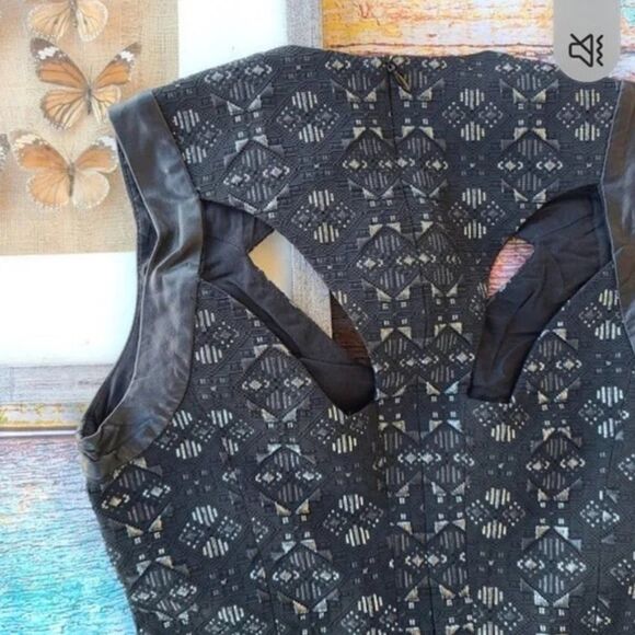 Maje Black Eclair Metallic Leather Trim Cutout‎ Sleeveless Mini Sheath Dress S - Picture 8 of 10